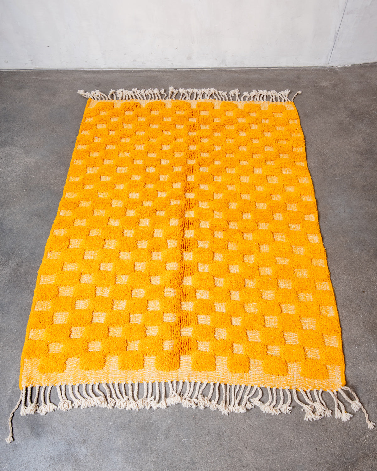 odern, designer, handcrafted Berber rug from Morocco. Beniourain carpet with beautiful colours and patterns and fluffy wool texture.